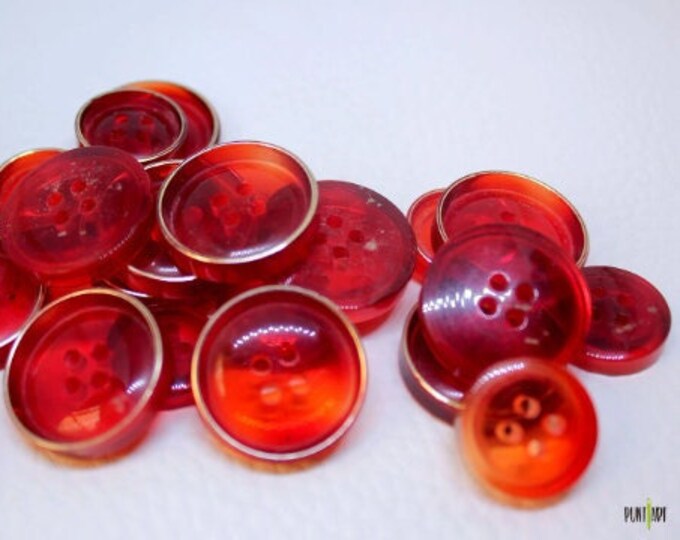 Button Rusted Transparent Vintage Transparent Red Buttons - Etsy