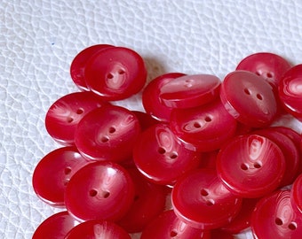 6 Botones vintage rojo efecto mármol 18mm