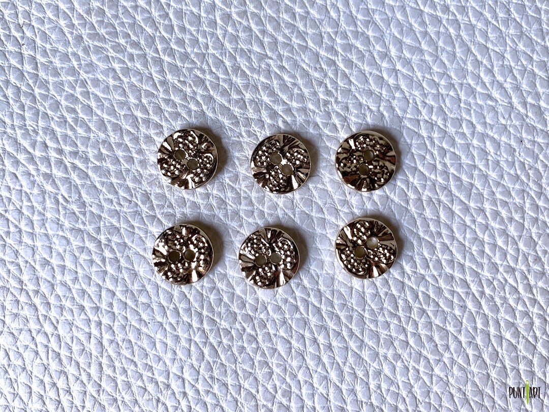 6 Gold Embossed Buttons | 12mm | - Etsy