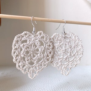 Pendientes crochet pendientes invierno Blanco