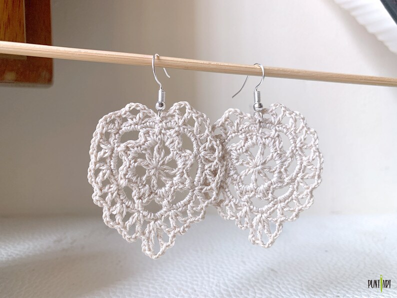 Pendientes crochet pendientes invierno Blanco