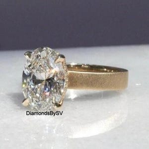 10k Yellow Gold Bridesmaid Ring, Stunning 10x8 MM Oval Cut Colorless Moissanite Ring, Solitaire With Hidden Halo Diamond Ring, Proposal Ring