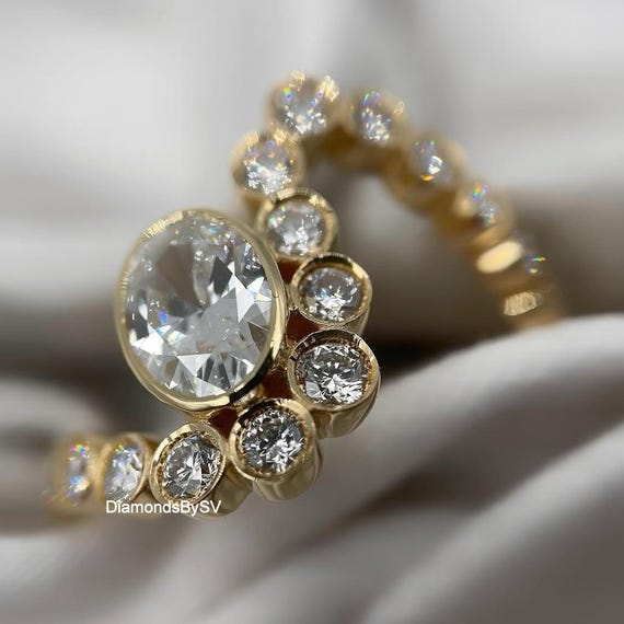 オフセット1.25カラットオーバルカットモアッサナイトエンゲージリング