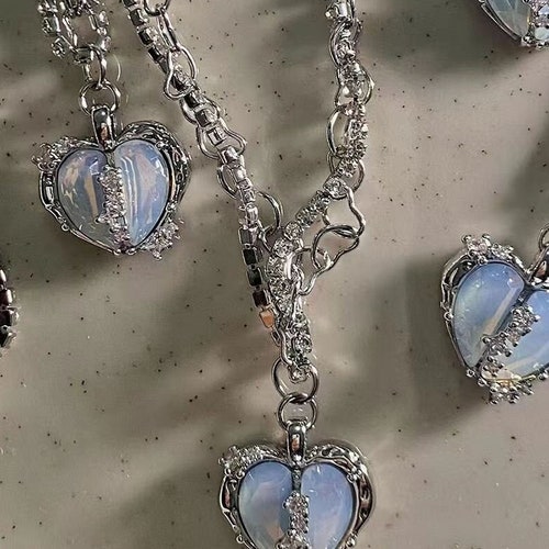 Y2k Kpop Heart Necklace Goth Necklace Y2k Jewelry Grunge Etsy Australia