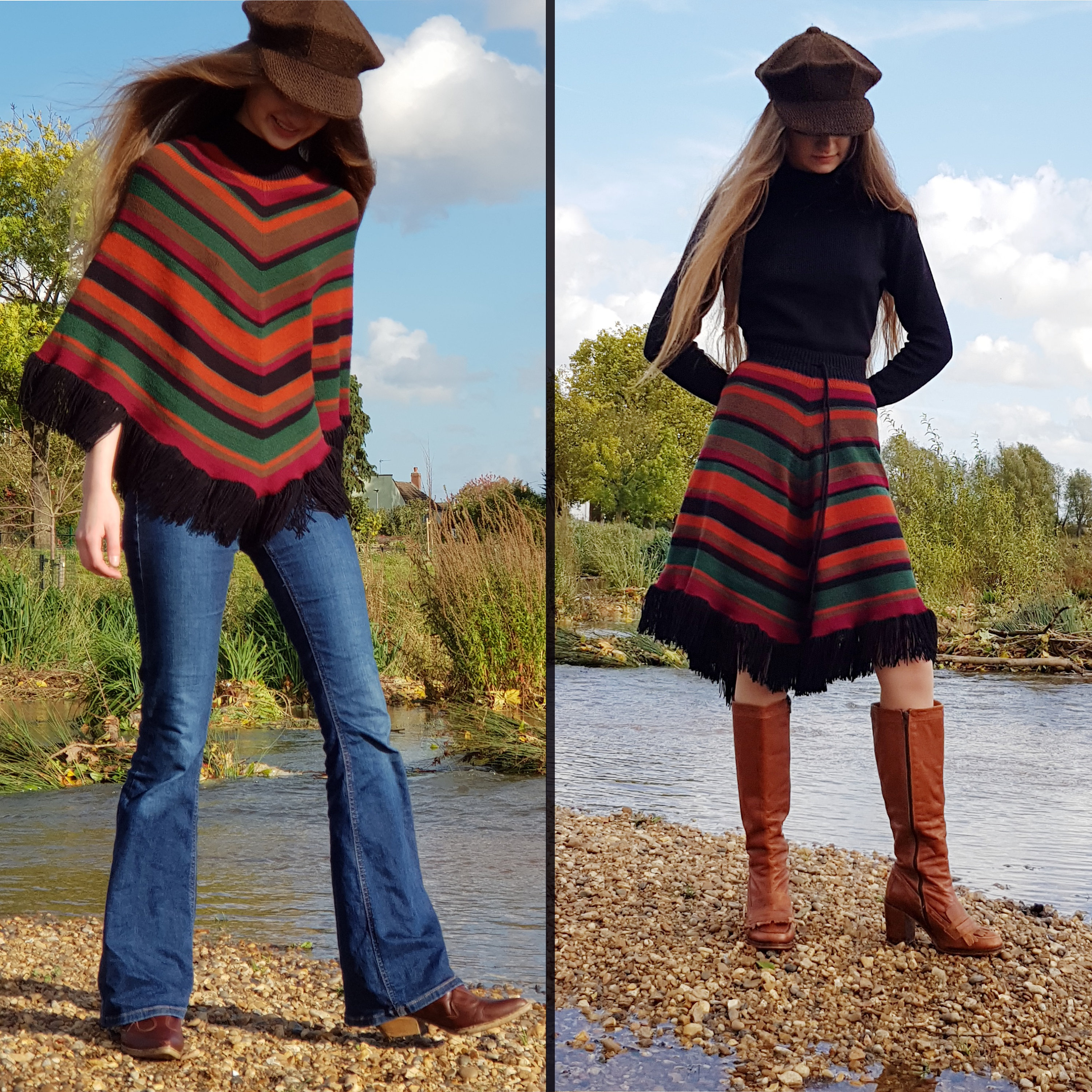 Poncho top with skirt cheap