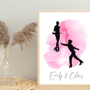 Personalized Figure Skating Pairs Watercolor Print: Ice Skater Gift