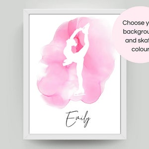 Personalized Figure Skating Print: Watercolor Ice Skater Gift