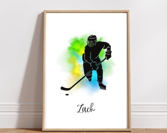 Impresión personalizada de hockey sobre hielo: Arte mural deportivo personalizado (A4)