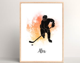 Impresión personalizada de hockey sobre hielo: Arte mural deportivo personalizado (A4)