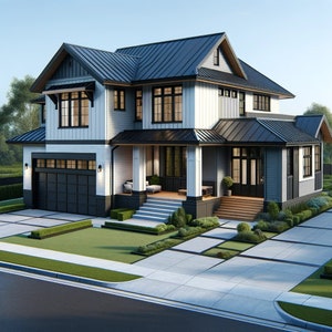 3D-rendering, visualisatie van het exterieur van het huis, renovatieontwerp, 3D-huisontwerp