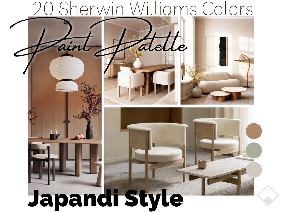 Japandi Paint Palette Sherwinwilliams Japandi Paint Colors Etsy UK