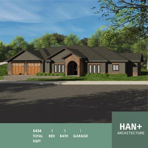 Modern 3 Bedroom House Plan: Architectural Floor Plans (Digital Download)
