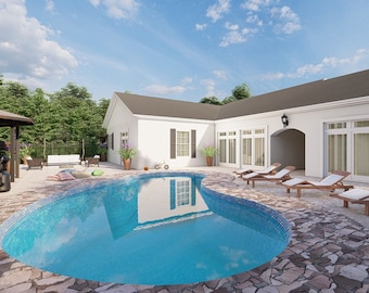3D Rendering for Backyard, House Visualization, Pool Design Service