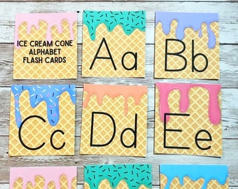 Ice Cream Cone Alphabet Flash Cards  • Preschool Printable  • Letter Learning  • Homeschool Worksheet