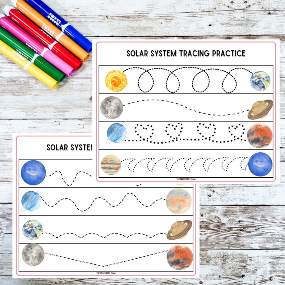 Solar System Tracing • Solar System Learning • Printable