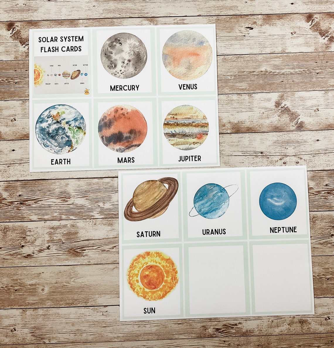 Solar System Flash Cards Printable Solar System Learning - Etsy