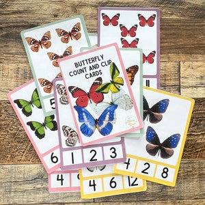 Butterfly Count and Clip Cards   • Montessori printable •  Butterfly Study   • Busy Binder Activity