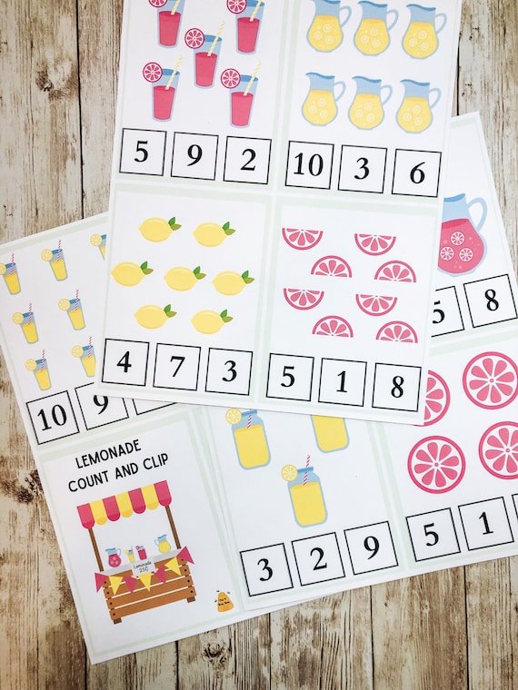 Lemonade Number Count and Clip Printable Lemonade Clothes Etsy