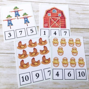 Barnyard Count und Clip Printable • Wäscheklammer Match Aktivität