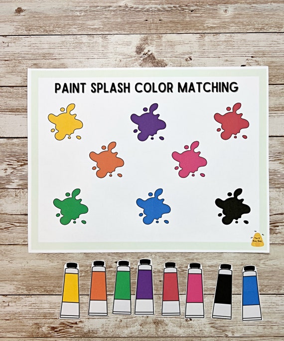 Paint Splash Color Matching Printable Preschool Printable Etsy