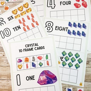 Moldura Crystal 10 para impressão • Pré-escola para impressão • Currículo escolar em casa • Reconhecimento de números • PreK Prep