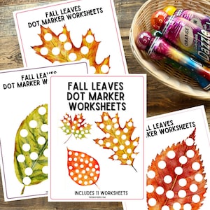 Fall Leaves Dot Marker Worksheets / Fall Halloween Learning