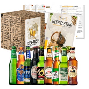 Geschenkbox-Bier-Weltreise/romantisches Valentinstag Geschenk für Freund Ihn Mann Männer 9 x 0,33 Biere aus der Welt