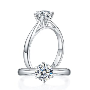 1 Carat Classic Moissanite Diamond Sterling silver Ring