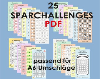 25 Sparchallenge PDF Set Digital Download suitable for budget planners envelope method