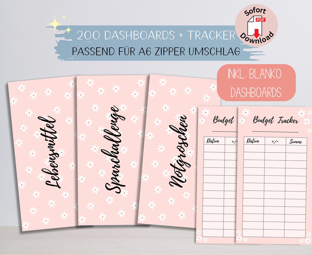 200 Dashboards Digital Labeled Blank Dashboards PDF Including Tracker ...