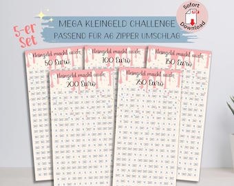 XXL Kleingeld Challenge PDF digital | Sparchallenge A6 Set | Budget Planer Challenge | Digital Download | Budget Binder | Starter Set A6