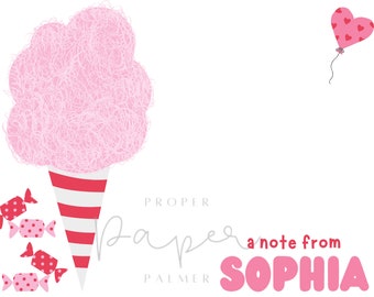 Personalized *DIGITAL* Custom Notecards, Notecard Set, Stationery Set, Thank You Notes: Cotton Candy, Circus, Party, Balloons, *SOPHIA*