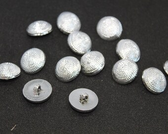 Lot de 10 boutons à pied argenté 25 mm