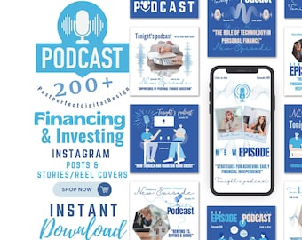 200 Finance Podcast Instagram Templates | Social Media Canva Kit (Digital Download)