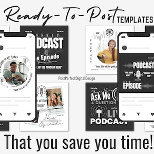 Podcast Social Media Templates - Template Social media templates for podcasters - Customizable podcast templates - Instagram templates Canva