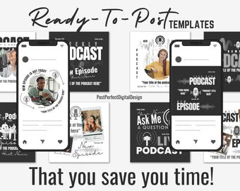Podcast Instagram Templates – Editable Canva Social Media Kit (Digital Download)