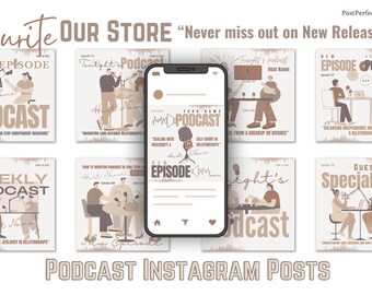 Neutral Podcast Instagram Templates | Social Media Canva (Digital Download)