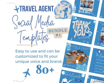 Travel Agent Instagram Templates – Blue & Beige Social Media Kit (Canva Editable)