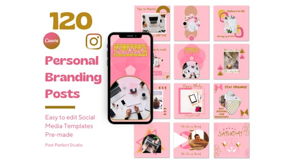 Rose Pink Gold Influencer Personal Branding Blog Instagram - Etsy