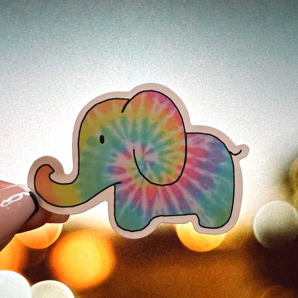 Tie Dye Elephant Sticker | Elephant Lover Sticker | Waterproof Sticker