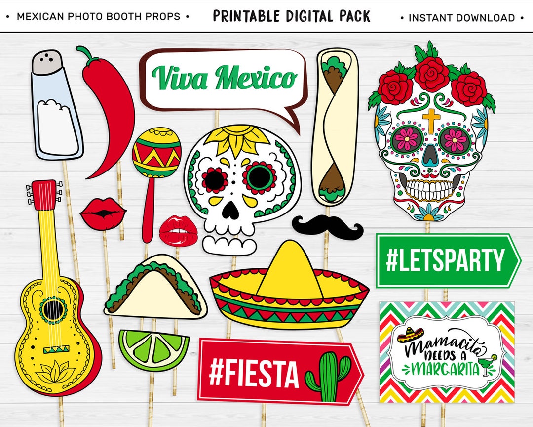 Mexican Photo Booth Props Printable Cinco De Mayo Photo Booth - Etsy