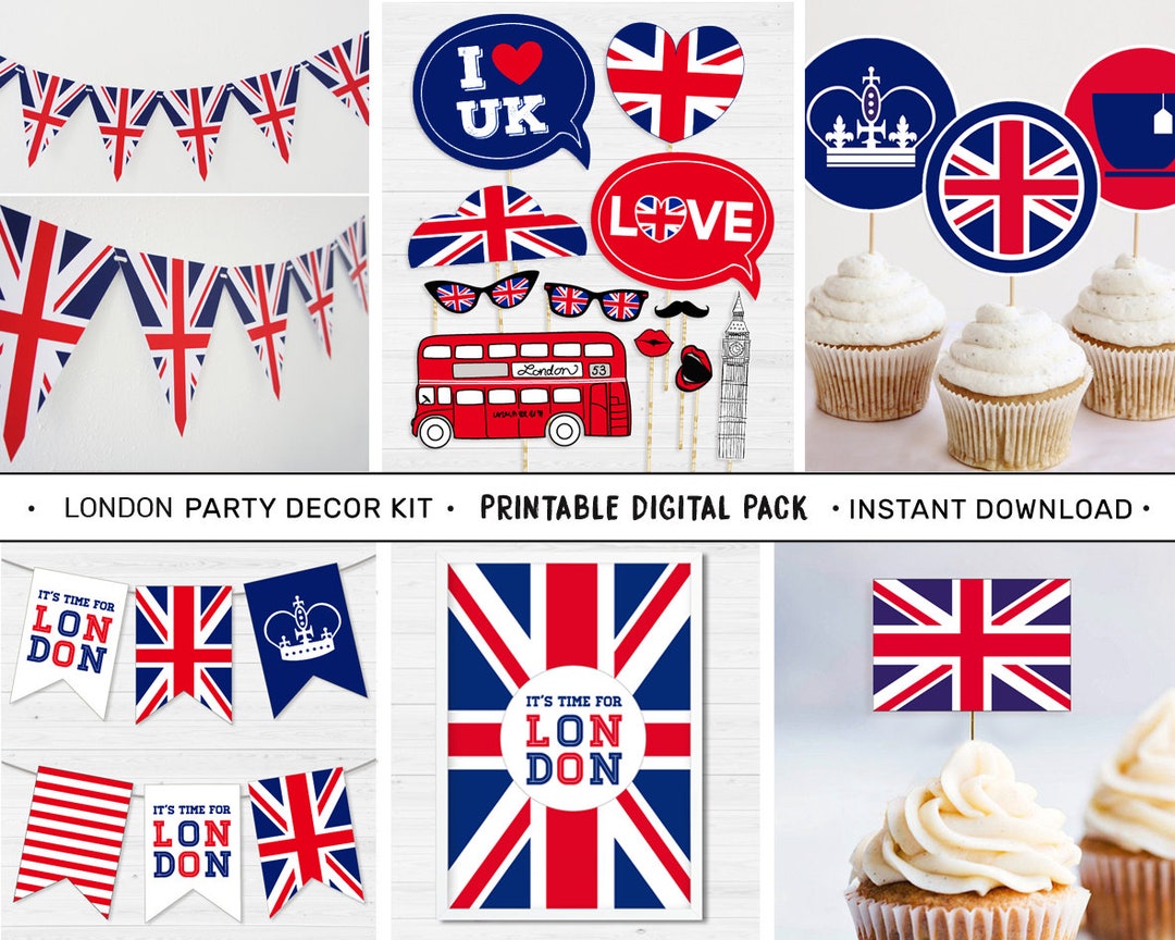 London Party Decorations Printable British Party Decorations Etsy