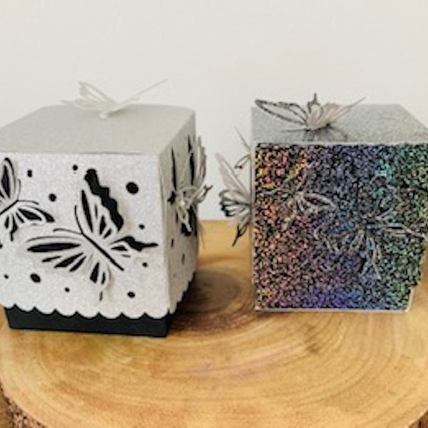 Butterfly Candle/Gift Boxes - Handmade with quality cardstock & Glitter cardstock - choice of colours