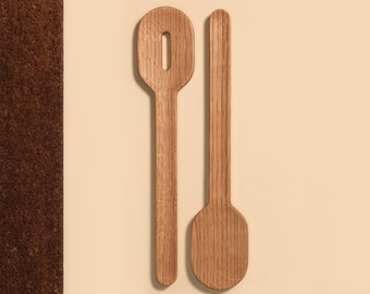 Couverts à salade, lot de 2, bois de chêne, cuillères en bois, couverts, couverts de service