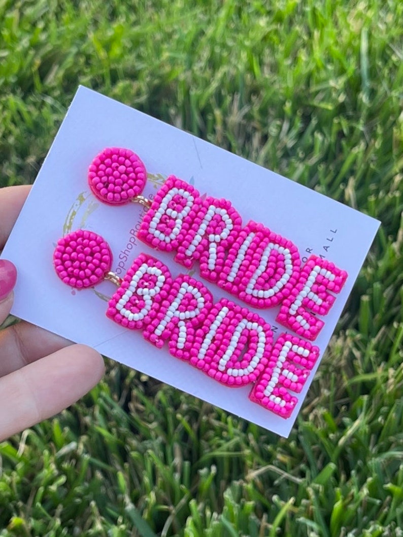 Bridal Earrings Beaded Earrings Bride to Be Bridal Shower Etsy