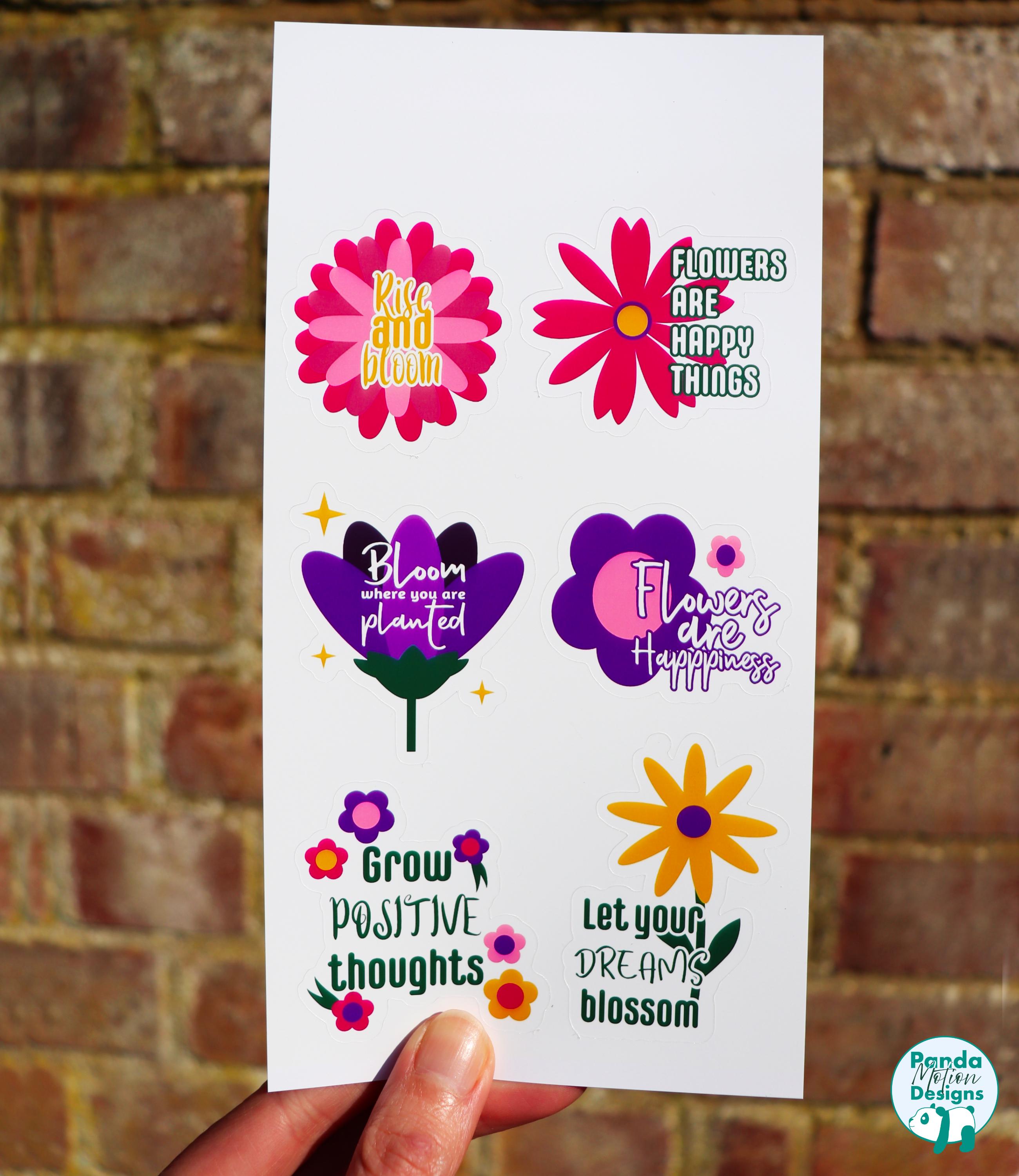 Floral Motivational Sticker Sheet | Positive Flower Stickers | Spring ...