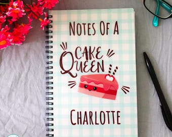 Notes of a Cake Queen Custom Spiral Notebook | Your Name on a Notebook