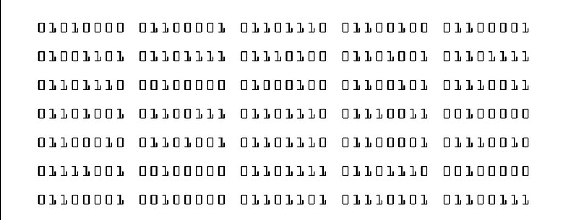May include: A grid of binary code with rows of 0s and 1s.
