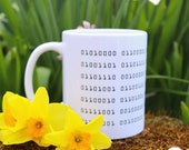 Customizable Binary Code Mug - Uniquely Translated Message, Perfect Coding Gift! |