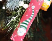 Personalized Christmas Bookmark: Polar Bear, Snowflakes, Aluminum Stocking Stuffer